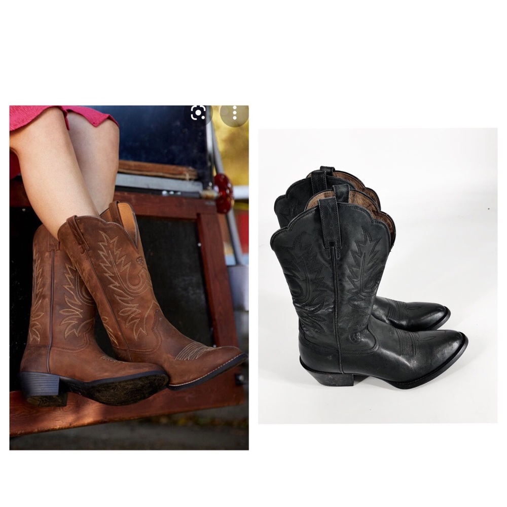 Ariat Heritage Black Leather Cowboy Boots Sz 9